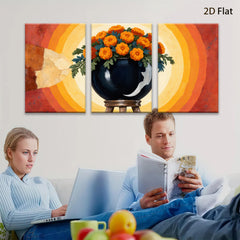 2D flat 1pc vibrant floral still life painting farmhouse wall decor living room bedroom kitchen dining room gallery wrapped canvas modern art