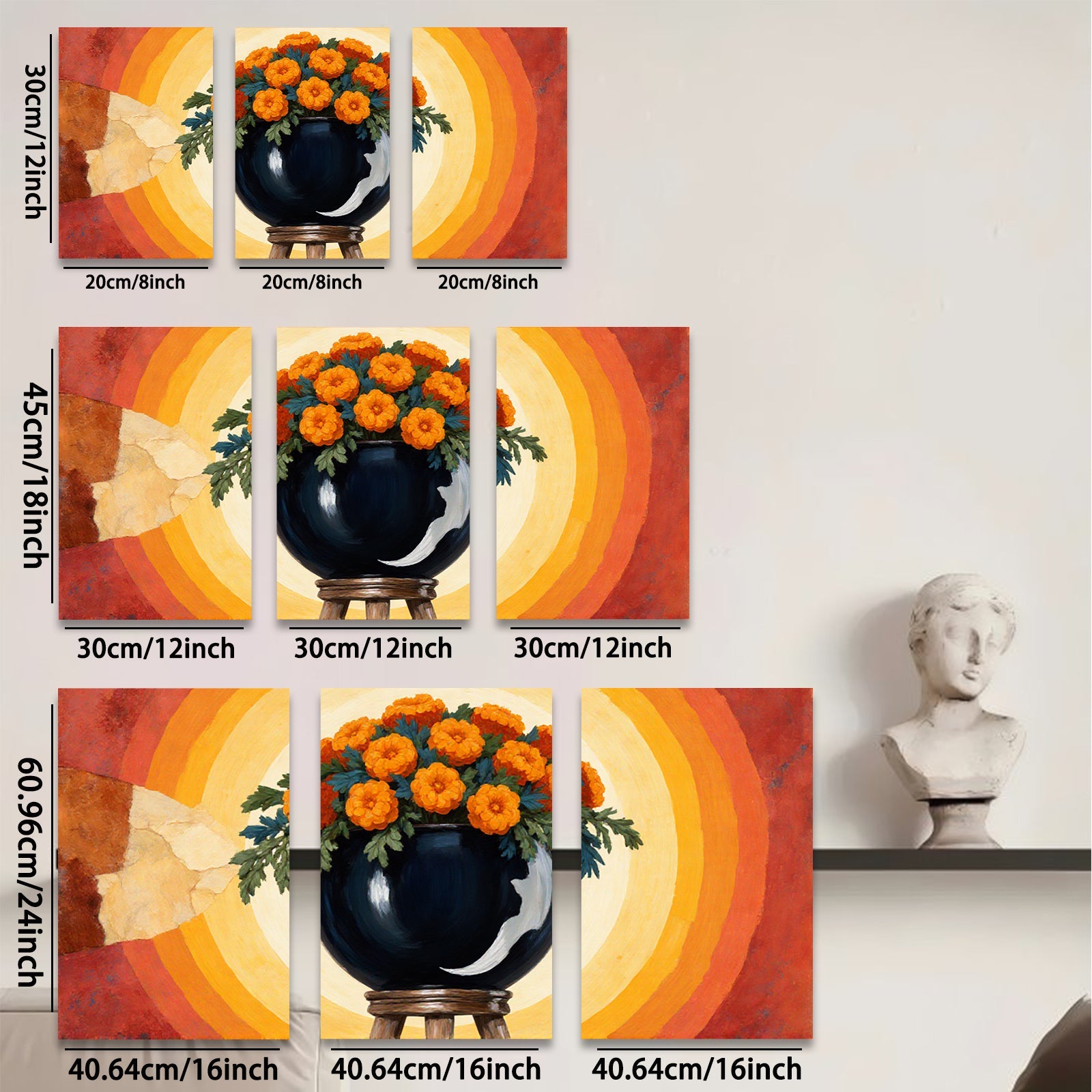 2D flat 1pc vibrant floral still life painting farmhouse wall decor living room bedroom kitchen dining room gallery wrapped canvas modern art