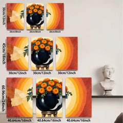 2D flat 1pc vibrant floral still life painting farmhouse wall decor living room bedroom kitchen dining room gallery wrapped canvas modern art