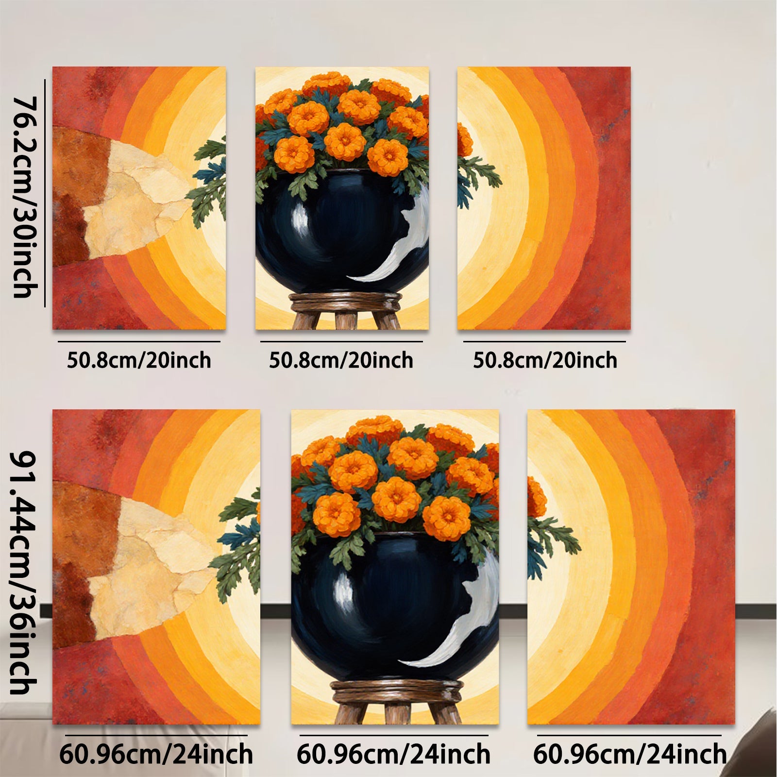 2D flat 1pc vibrant floral still life painting farmhouse wall decor living room bedroom kitchen dining room gallery wrapped canvas modern art