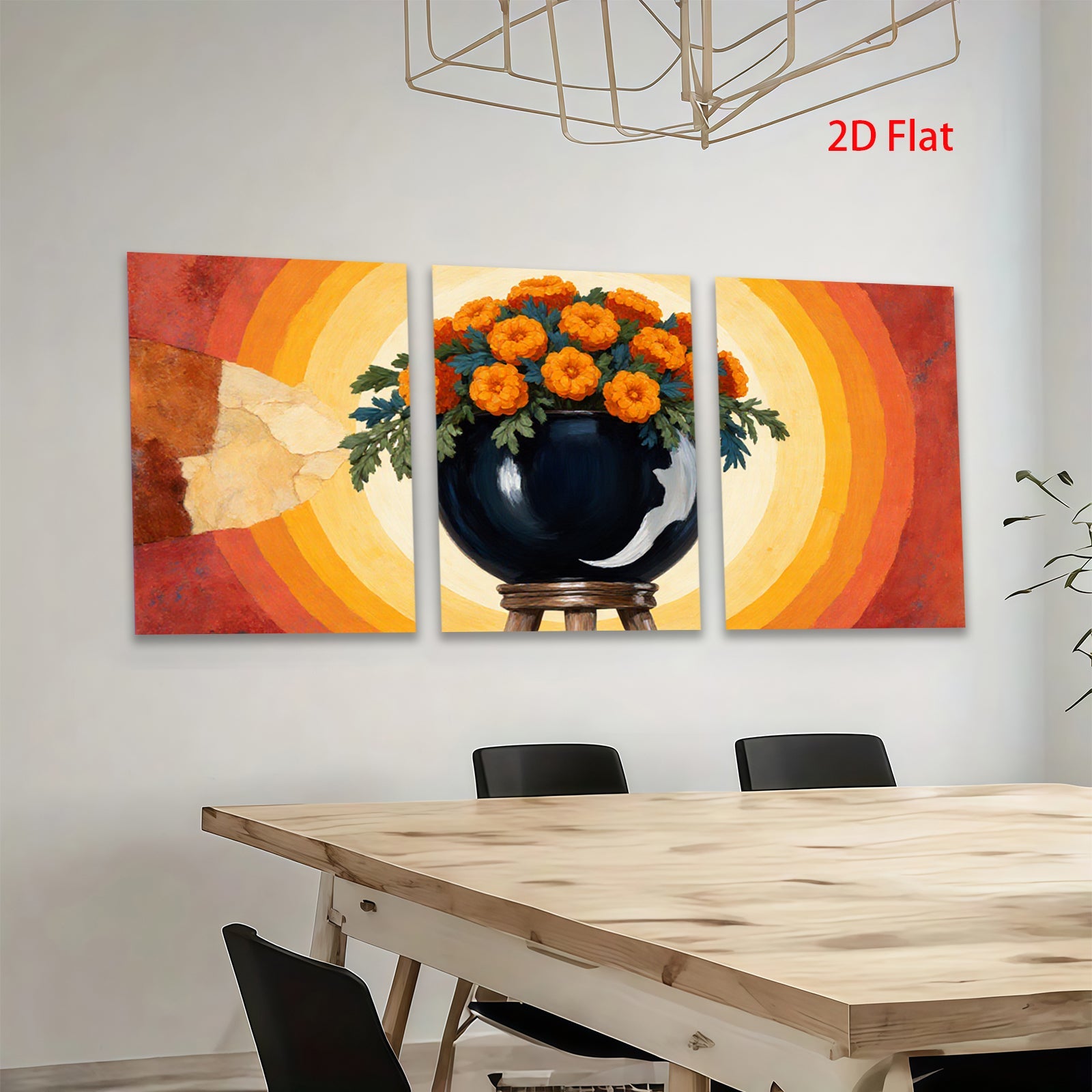 2D flat 1pc vibrant floral still life painting farmhouse wall decor living room bedroom kitchen dining room gallery wrapped canvas modern art