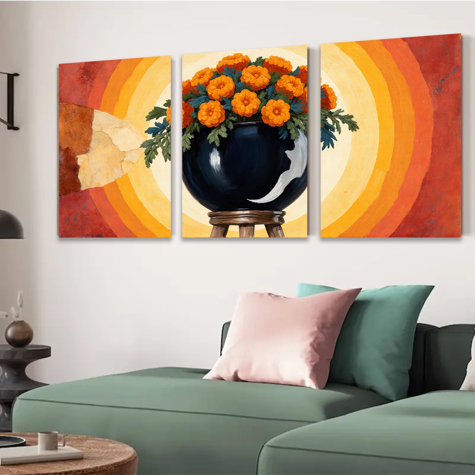 2D flat 1pc vibrant floral still life painting farmhouse wall decor living room bedroom kitchen dining room gallery wrapped canvas modern art