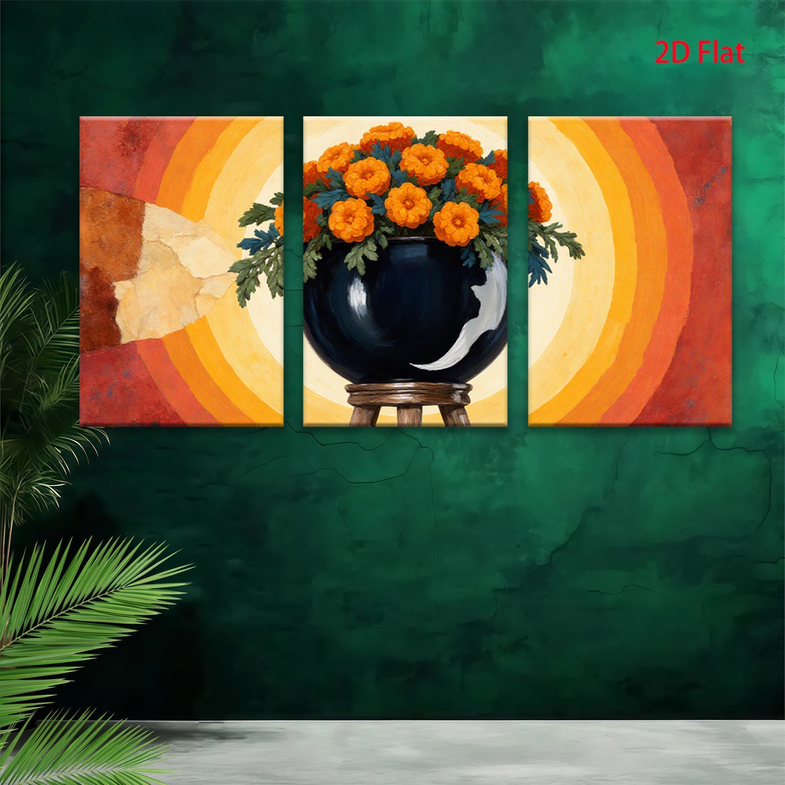 2D flat 1pc vibrant floral still life painting farmhouse wall decor living room bedroom kitchen dining room gallery wrapped canvas modern art