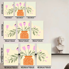 2D flat 1pc vibrant floral vase botanical wall art living room bedroom home decor farmhouse style gallery wrapped canvas prints modern minimalist