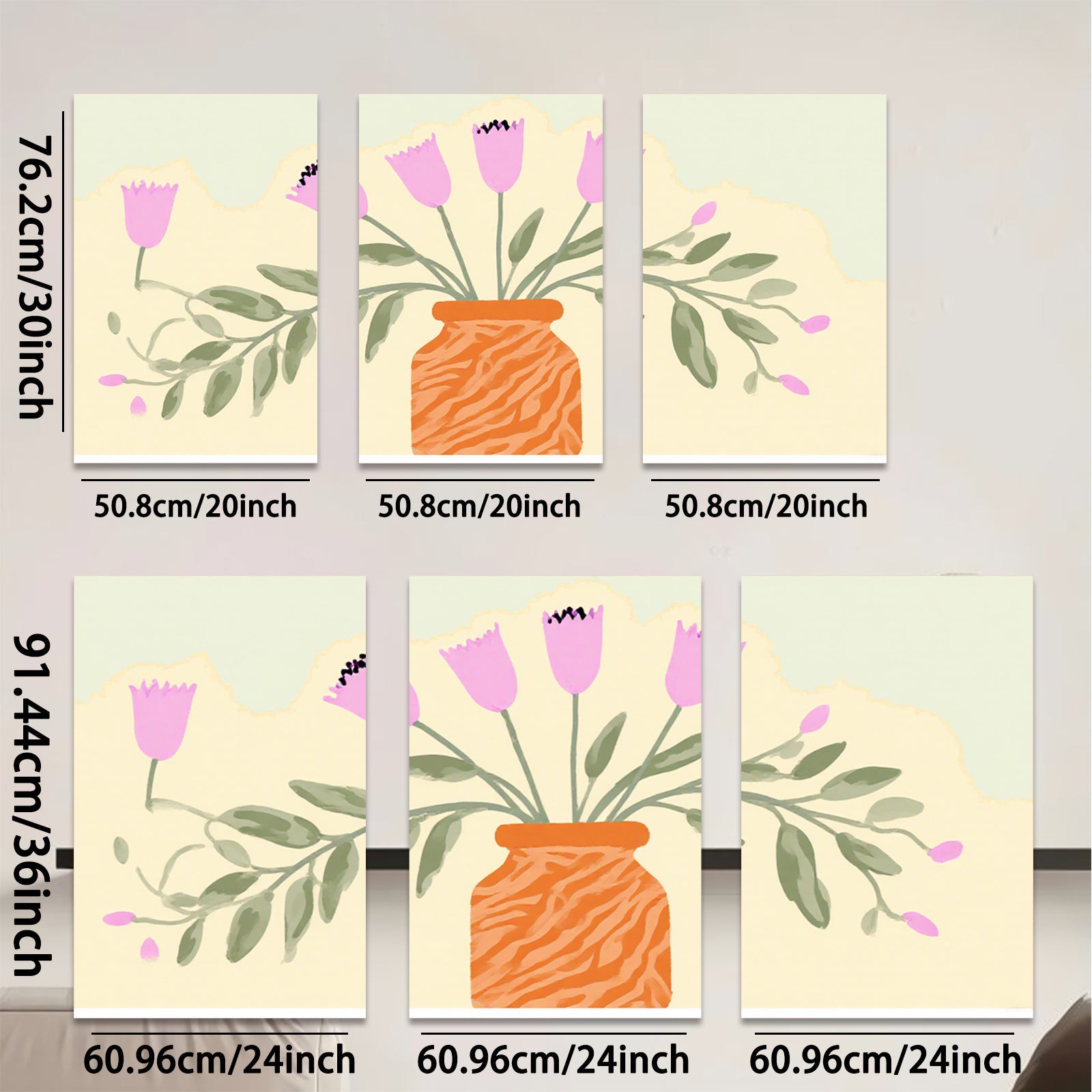 2D flat 1pc vibrant floral vase botanical wall art living room bedroom home decor farmhouse style gallery wrapped canvas prints modern minimalist