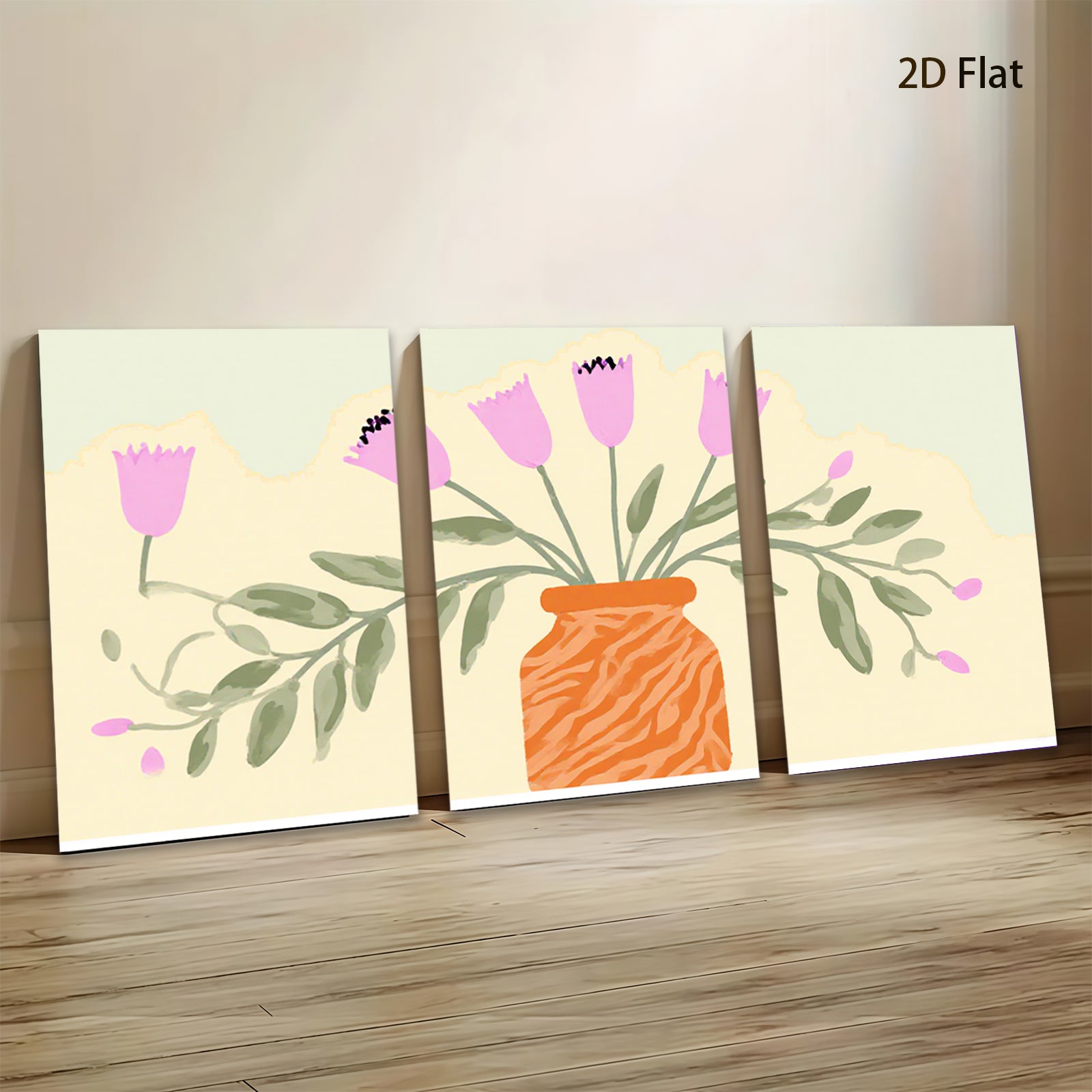 2D flat 1pc vibrant floral vase botanical wall art living room bedroom home decor farmhouse style gallery wrapped canvas prints modern minimalist