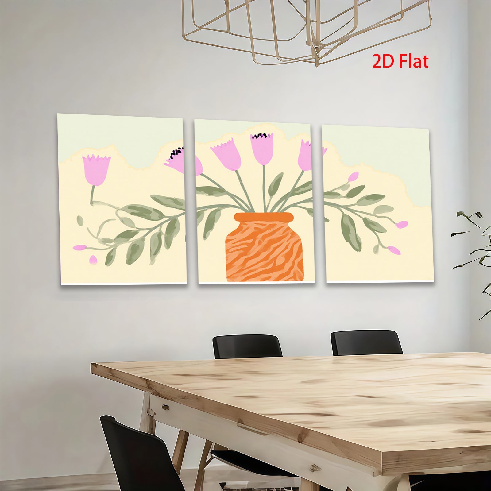 2D flat 1pc vibrant floral vase botanical wall art living room bedroom home decor farmhouse style gallery wrapped canvas prints modern minimalist
