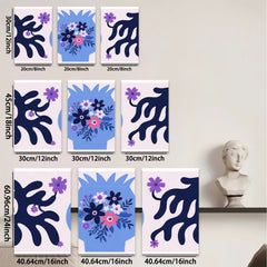 2D flat 1pc vibrant floral vase botanical wall art prints living room bedroom decor farmhouse style gallery wrapped canvas modern minimalist
