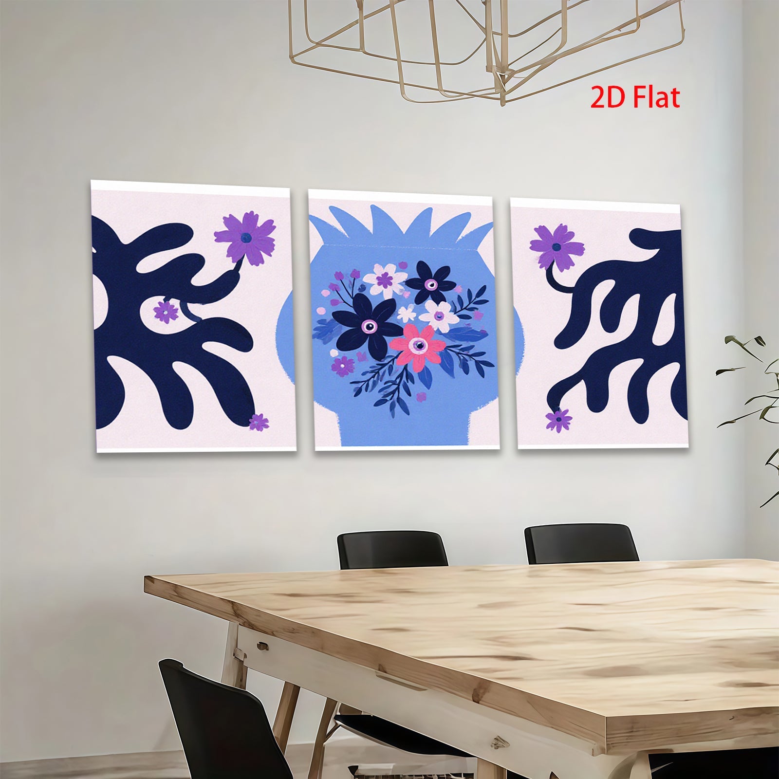 2D flat 1pc vibrant floral vase botanical wall art prints living room bedroom decor farmhouse style gallery wrapped canvas modern minimalist