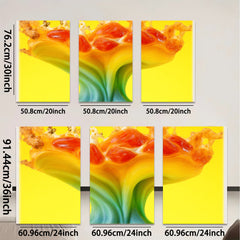 2D flat 1pc vibrant fluid art abstract floral bloom wall decor living room bedroom modern farmhouse gallery wrapped canvas print