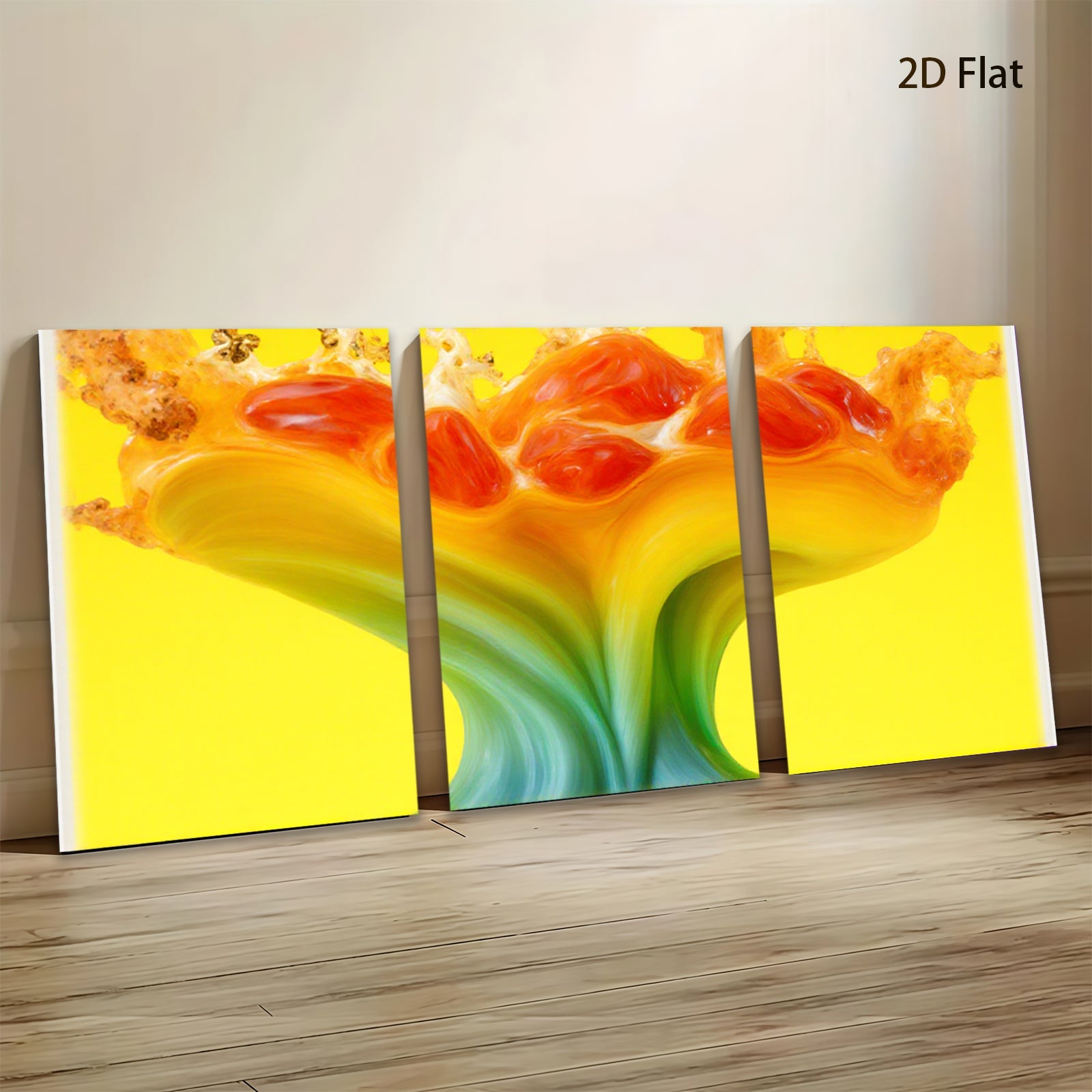 2D flat 1pc vibrant fluid art abstract floral bloom wall decor living room bedroom modern farmhouse gallery wrapped canvas print