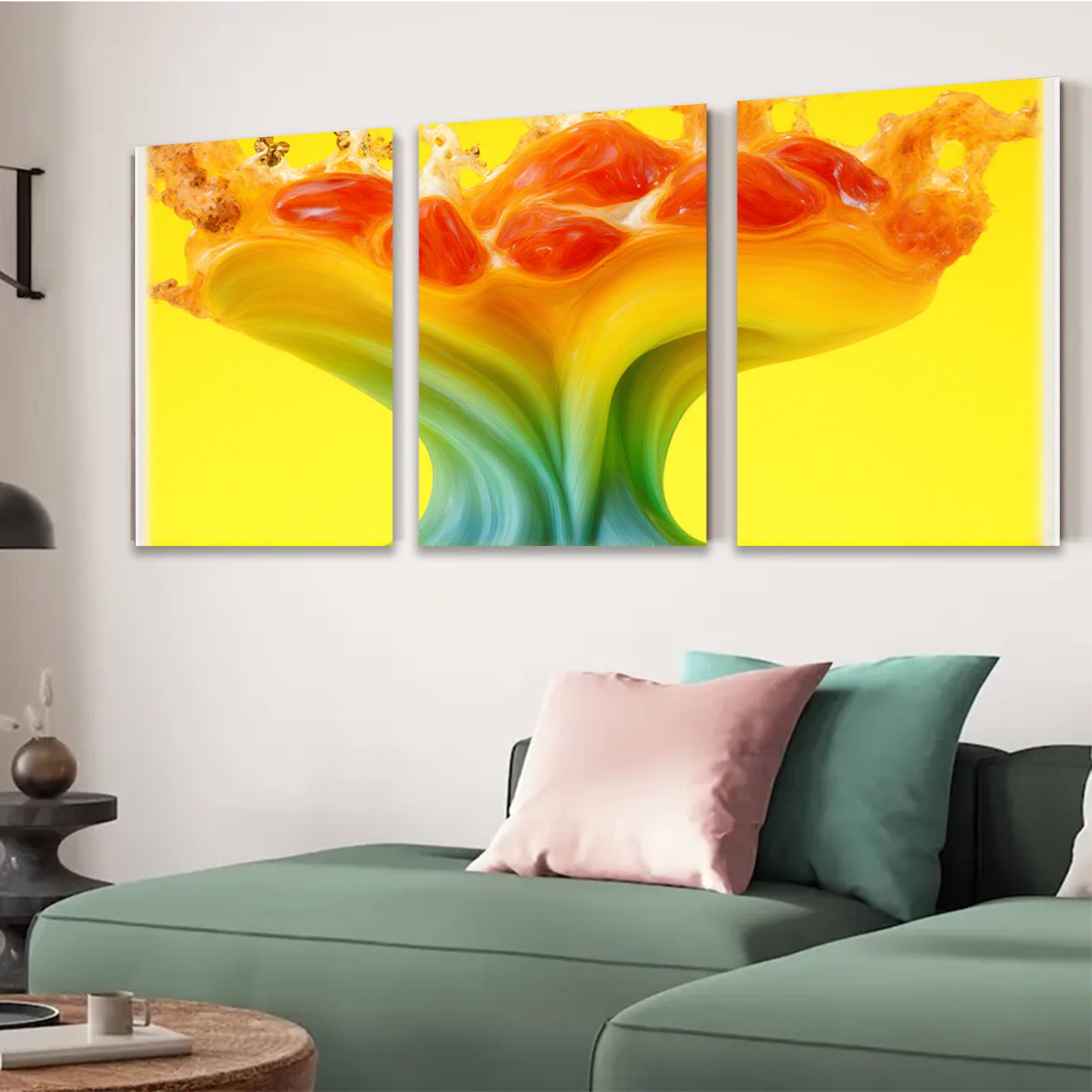 2D flat 1pc vibrant fluid art abstract floral bloom wall decor living room bedroom modern farmhouse gallery wrapped canvas print