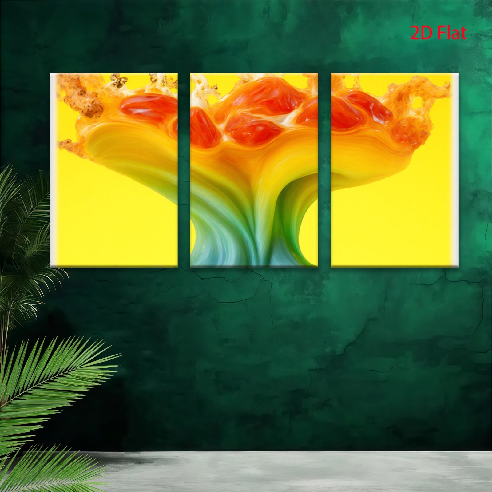 2D flat 1pc vibrant fluid art abstract floral bloom wall decor living room bedroom modern farmhouse gallery wrapped canvas print