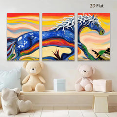 2D flat 1pc vibrant galloping horse artwork canvas prints for living room bedroom home office wall decor farmhouse style modern inspirational art