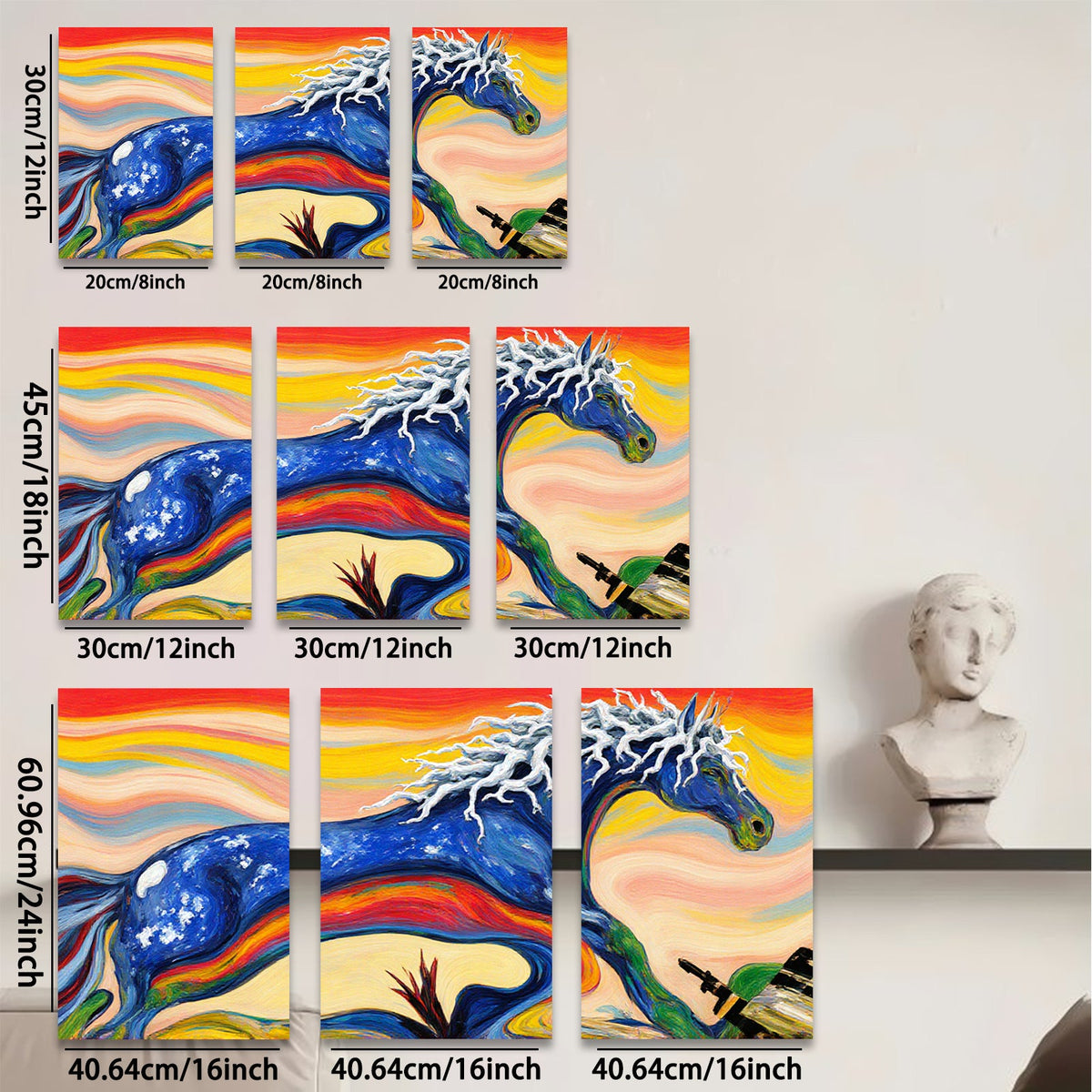 2D flat 1pc vibrant galloping horse artwork canvas prints for living room bedroom home office wall decor farmhouse style modern inspirational art
