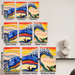 2D flat 1pc vibrant galloping horse artwork canvas prints for living room bedroom home office wall decor farmhouse style modern inspirational art