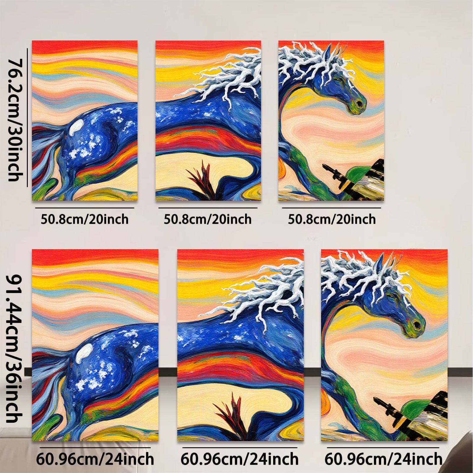 2D flat 1pc vibrant galloping horse artwork canvas prints for living room bedroom home office wall decor farmhouse style modern inspirational art
