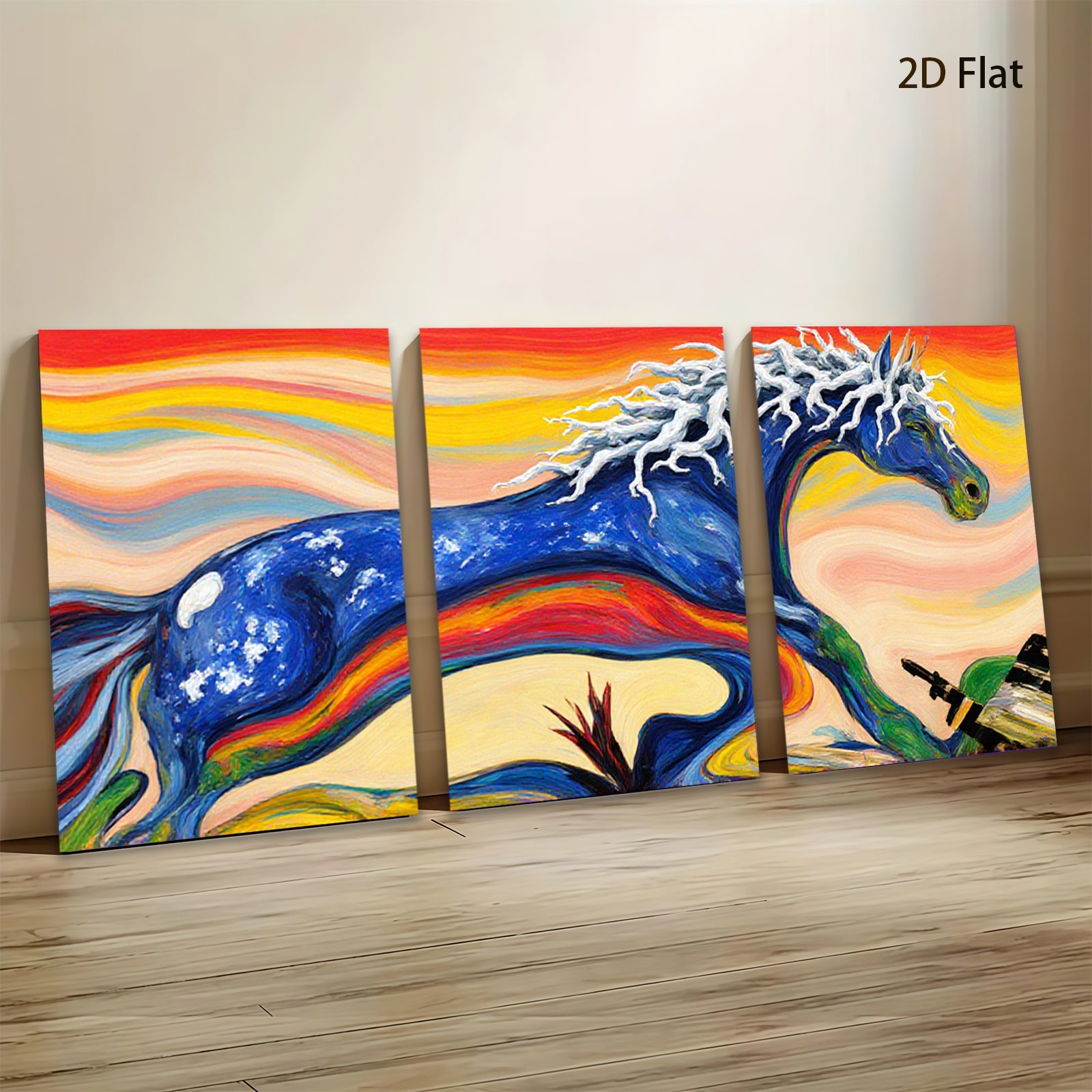 2D flat 1pc vibrant galloping horse artwork canvas prints for living room bedroom home office wall decor farmhouse style modern inspirational art