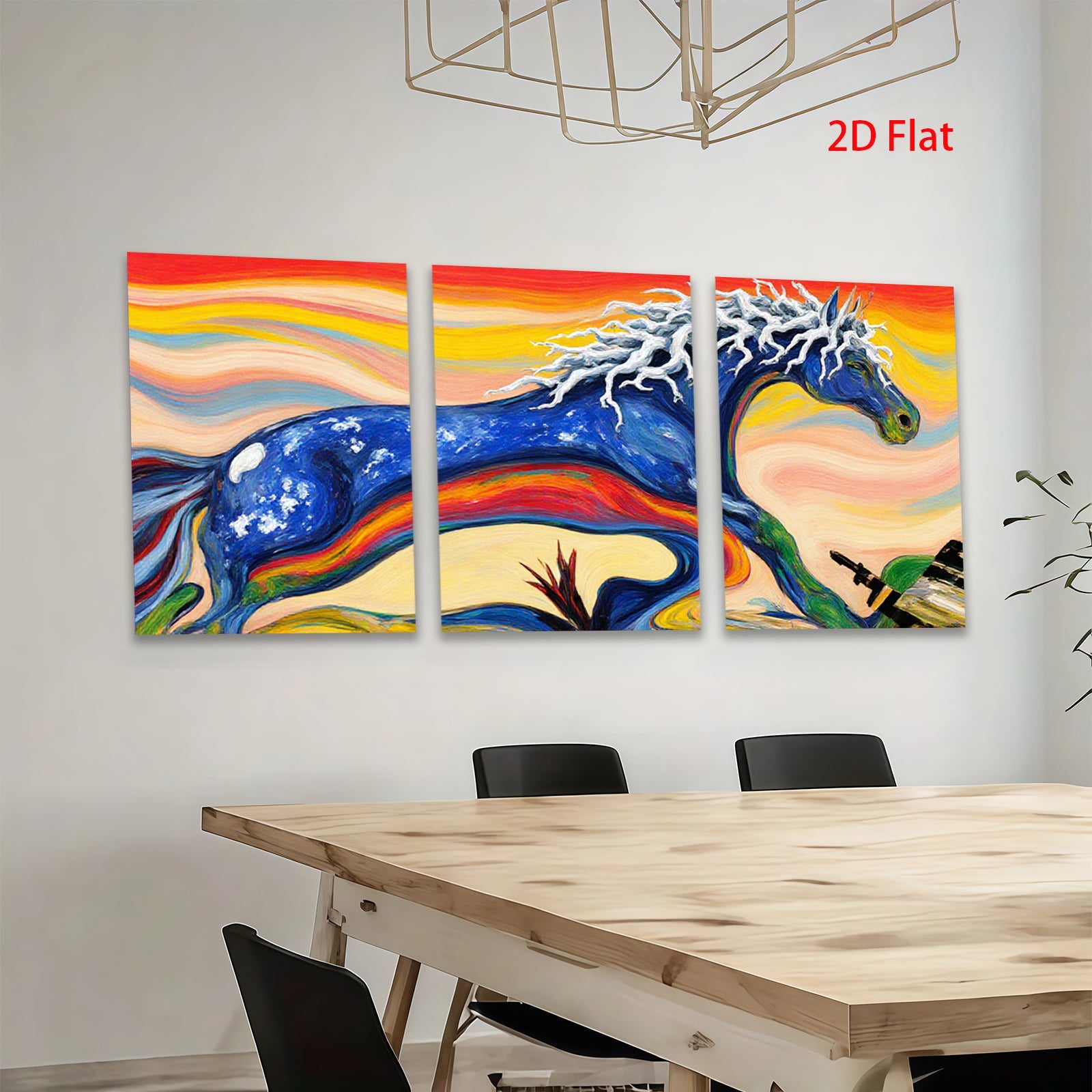 2D flat 1pc vibrant galloping horse artwork canvas prints for living room bedroom home office wall decor farmhouse style modern inspirational art