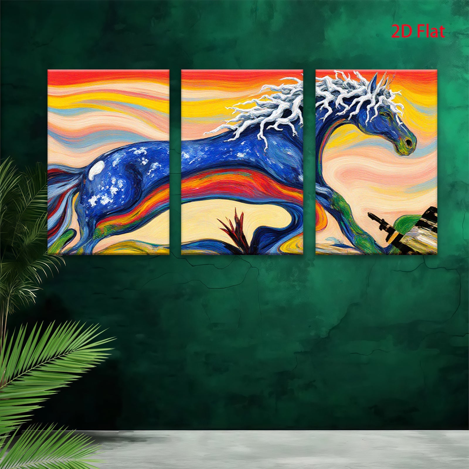 2D flat 1pc vibrant galloping horse artwork canvas prints for living room bedroom home office wall decor farmhouse style modern inspirational art
