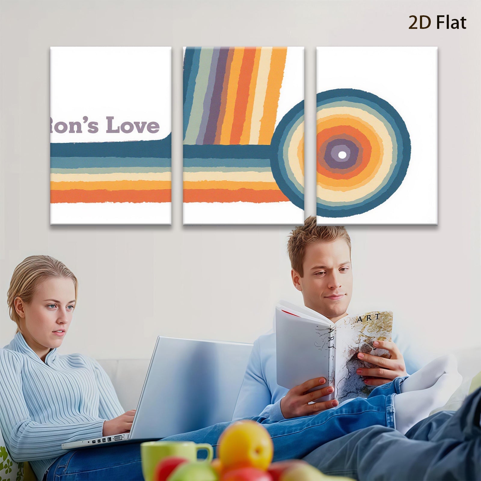 2D flat 1pc vibrant geometric abstract wall art modern farmhouse decor living room bedroom office canvas prints gallery wrapped ready to hang statement piece