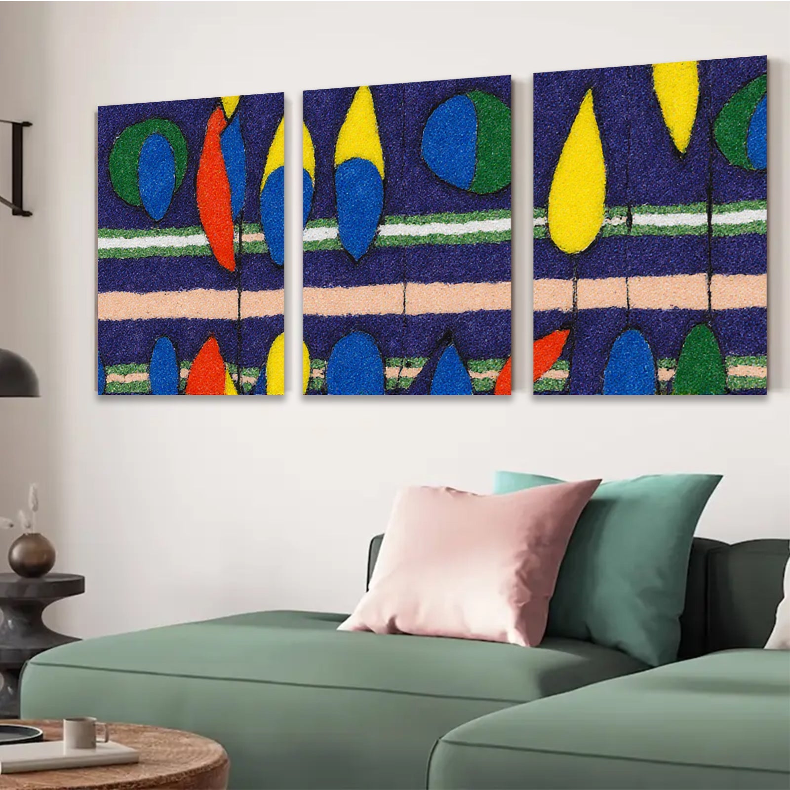 2D flat 1pc vibrant geometric abstract wall art modern home decor living room bedroom office gallery wrapped canvas farmhouse style
