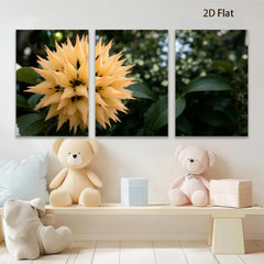 2D flat 1pc vibrant golden flower bloom botanical wall art living room bedroom farmhouse decor modern minimalist gallery wrapped canvas print