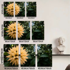 2D flat 1pc vibrant golden flower bloom botanical wall art living room bedroom farmhouse decor modern minimalist gallery wrapped canvas print
