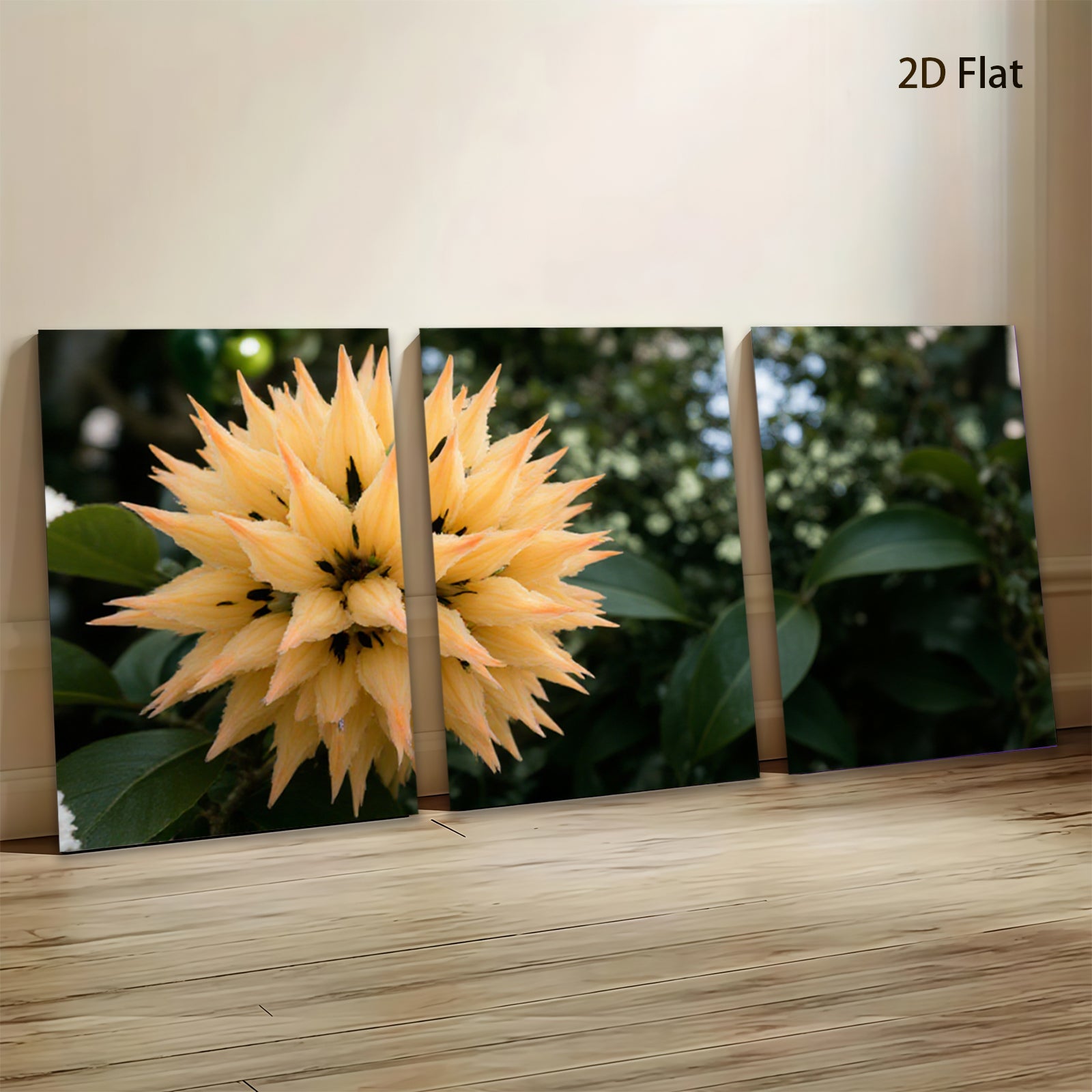 2D flat 1pc vibrant golden flower bloom botanical wall art living room bedroom farmhouse decor modern minimalist gallery wrapped canvas print