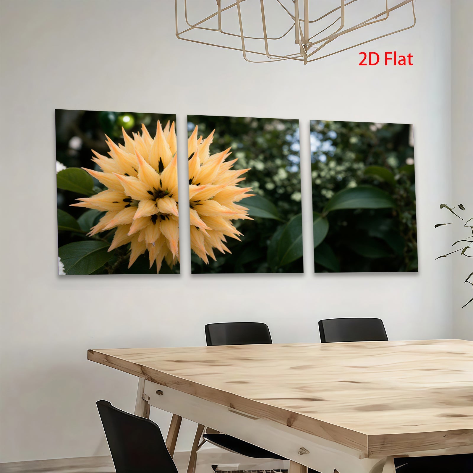 2D flat 1pc vibrant golden flower bloom botanical wall art living room bedroom farmhouse decor modern minimalist gallery wrapped canvas print