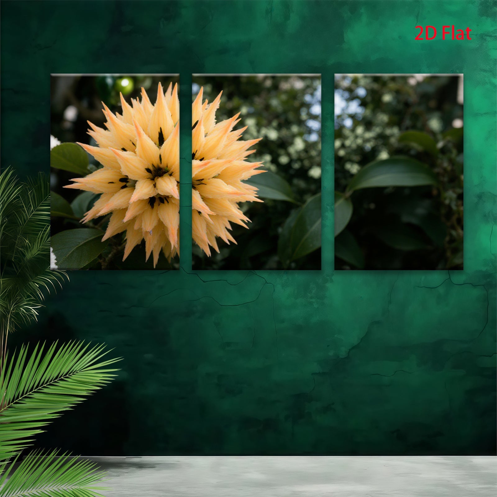 2D flat 1pc vibrant golden flower bloom botanical wall art living room bedroom farmhouse decor modern minimalist gallery wrapped canvas print