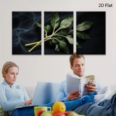 2D flat 1pc vibrant green botanical stems farmhouse wall decor living room bedroom gallery wrapped canvas print modern minimalist art cozy home accents