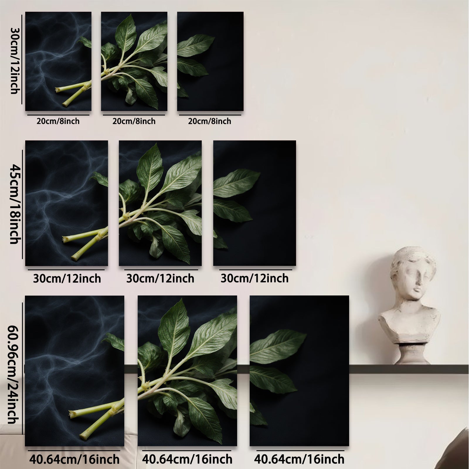 2D flat 1pc vibrant green botanical stems farmhouse wall decor living room bedroom gallery wrapped canvas print modern minimalist art cozy home accents