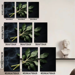 2D flat 1pc vibrant green botanical stems farmhouse wall decor living room bedroom gallery wrapped canvas print modern minimalist art cozy home accents