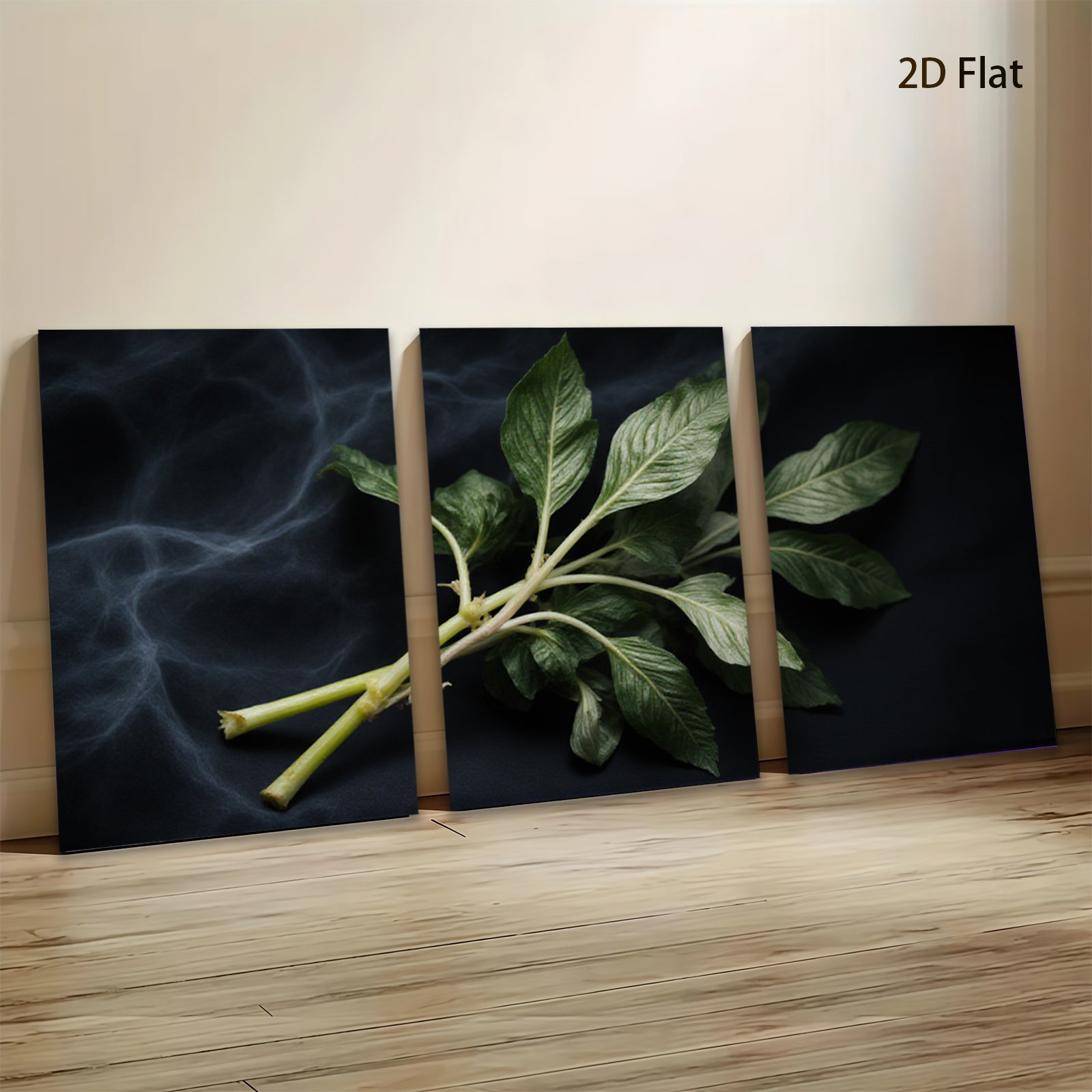 2D flat 1pc vibrant green botanical stems farmhouse wall decor living room bedroom gallery wrapped canvas print modern minimalist art cozy home accents