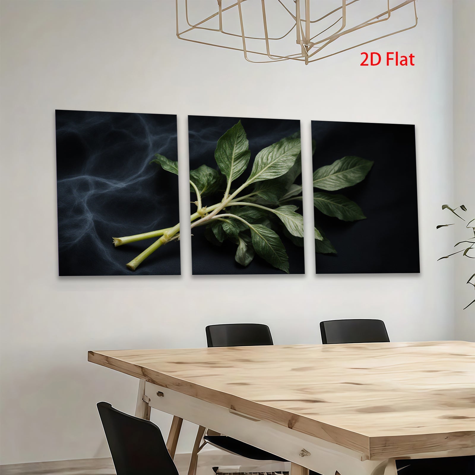 2D flat 1pc vibrant green botanical stems farmhouse wall decor living room bedroom gallery wrapped canvas print modern minimalist art cozy home accents