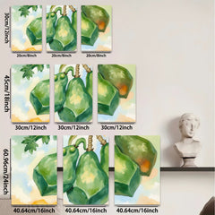 2D flat 1pc vibrant green gourds still life botanical wall art farmhouse kitchen dining room d��cor gallery wrapped canvas print modern minimalist