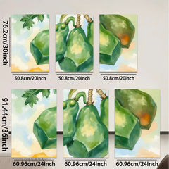 2D flat 1pc vibrant green gourds still life botanical wall art farmhouse kitchen dining room d��cor gallery wrapped canvas print modern minimalist