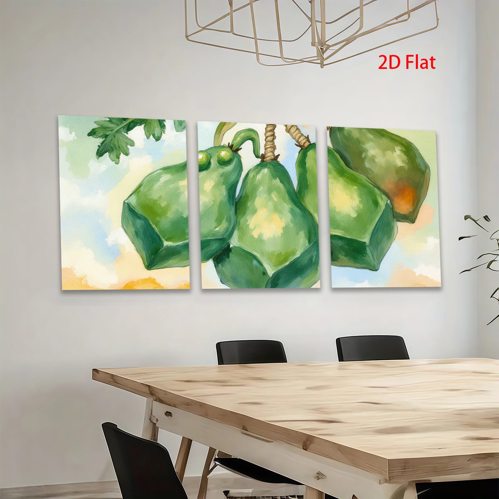 2D flat 1pc vibrant green gourds still life botanical wall art farmhouse kitchen dining room d��cor gallery wrapped canvas print modern minimalist