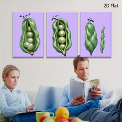 2D flat 1pc vibrant green pod botanical wall art farmhouse kitchen dining room decor modern gallery wrapped canvas prints
