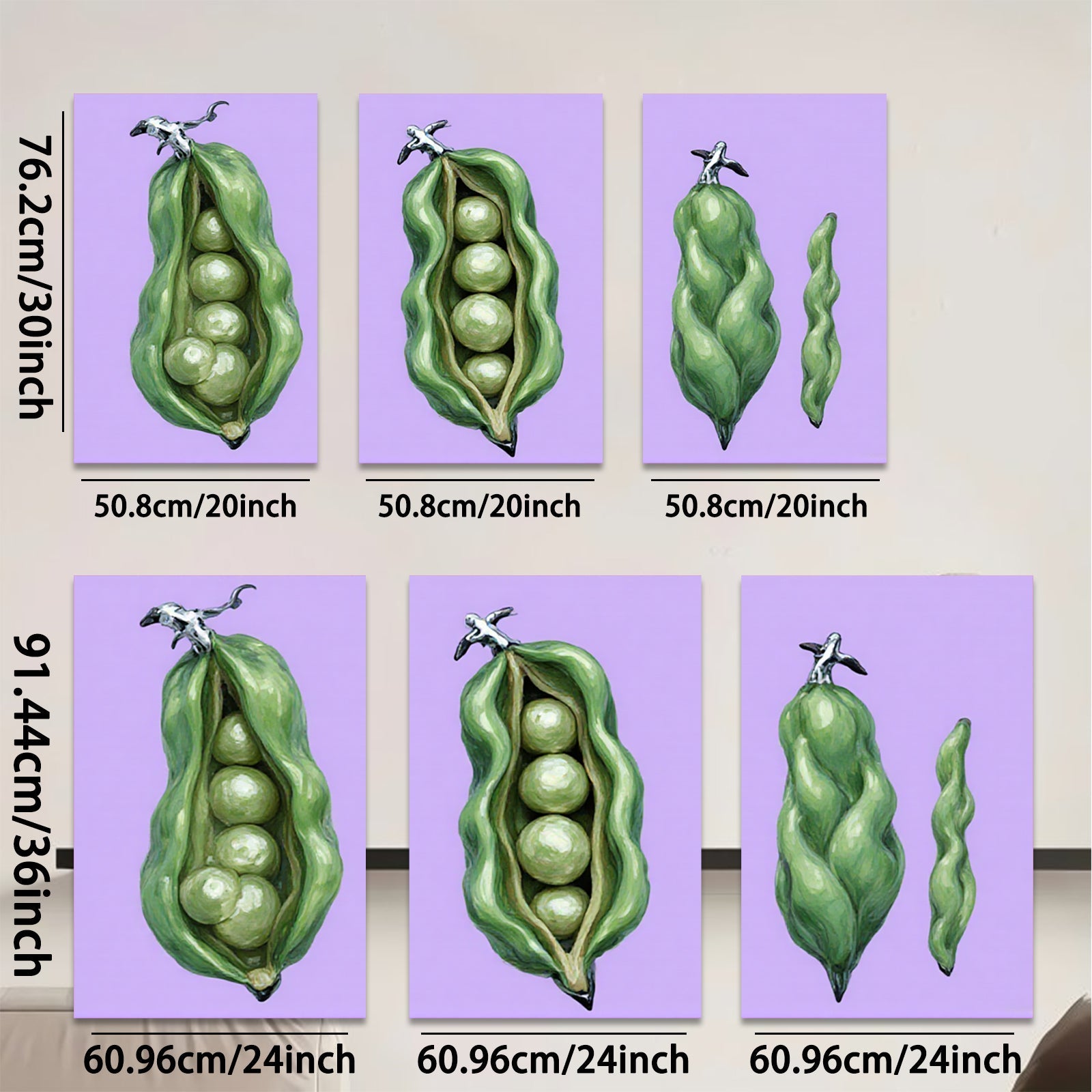 2D flat 1pc vibrant green pod botanical wall art farmhouse kitchen dining room decor modern gallery wrapped canvas prints