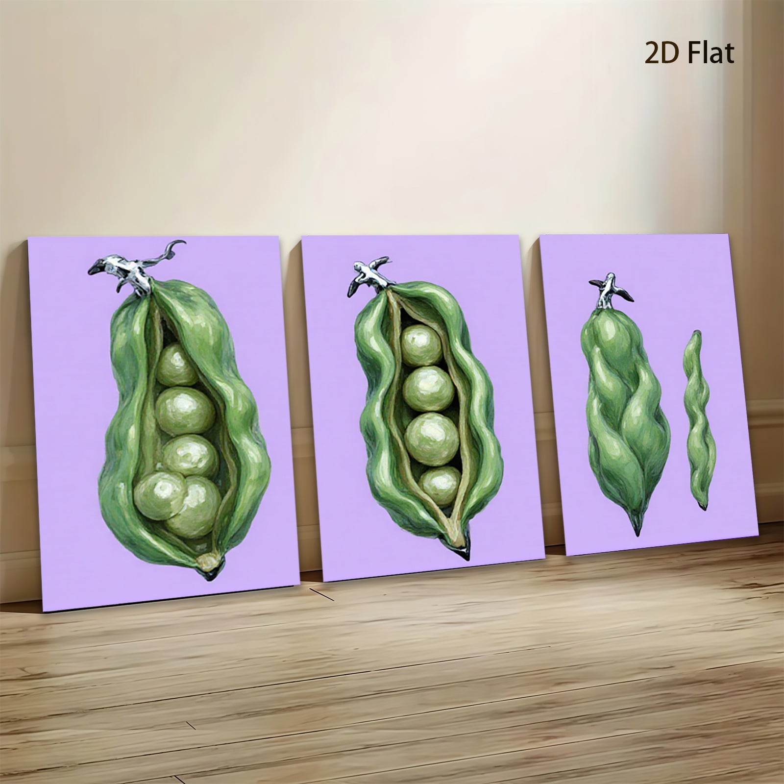 2D flat 1pc vibrant green pod botanical wall art farmhouse kitchen dining room decor modern gallery wrapped canvas prints