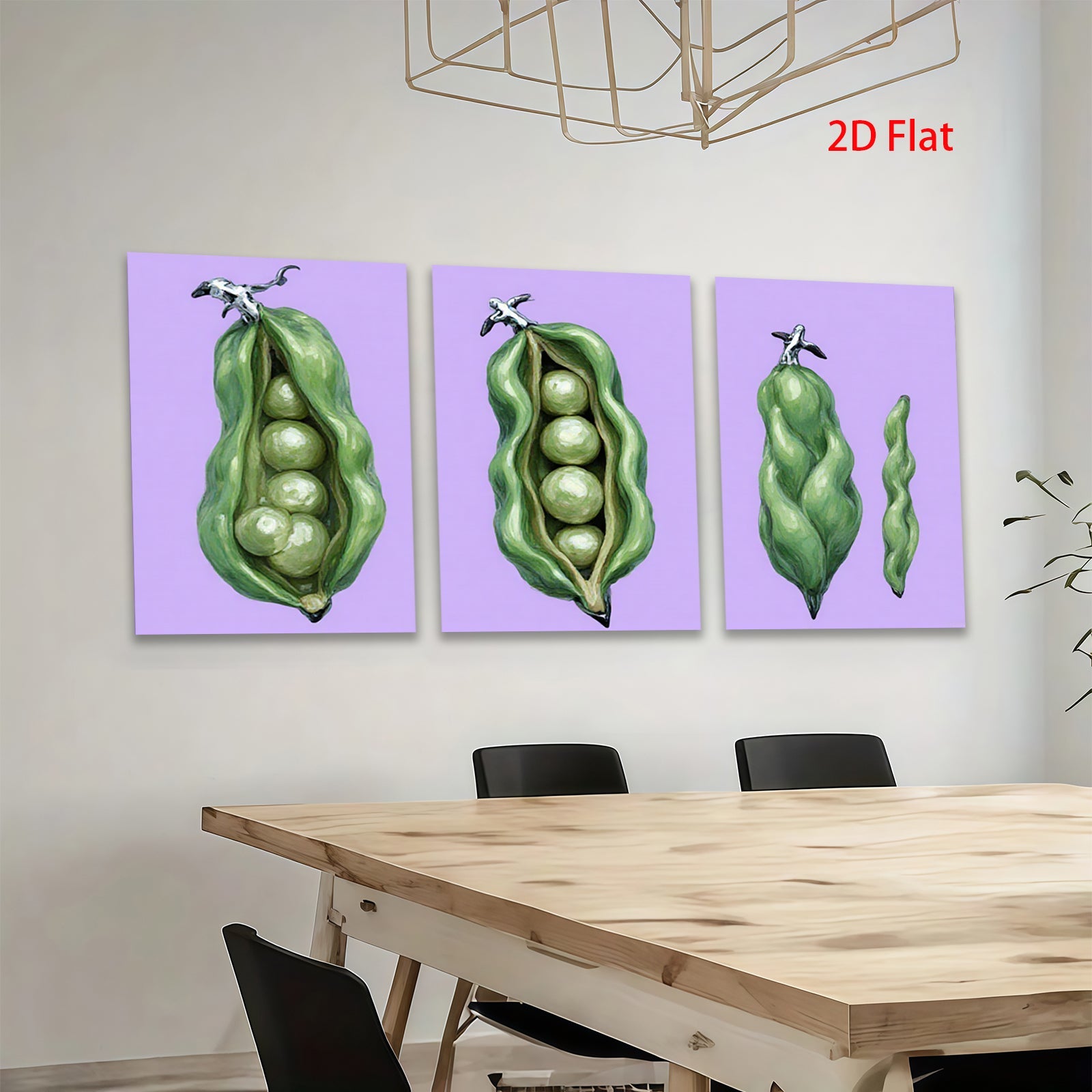 2D flat 1pc vibrant green pod botanical wall art farmhouse kitchen dining room decor modern gallery wrapped canvas prints