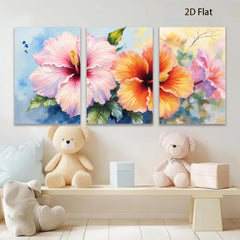 2D flat 1pc vibrant hibiscus bloom floral wall art canvas prints for living room bedroom bathroom decor farmhouse style modern gallery wrapped