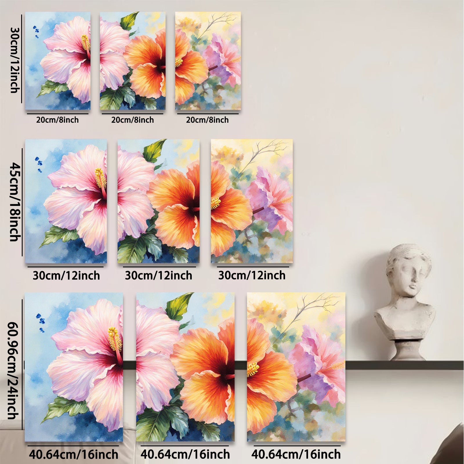 2D flat 1pc vibrant hibiscus bloom floral wall art canvas prints for living room bedroom bathroom decor farmhouse style modern gallery wrapped