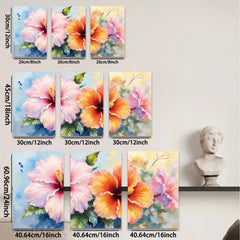 2D flat 1pc vibrant hibiscus bloom floral wall art canvas prints for living room bedroom bathroom decor farmhouse style modern gallery wrapped