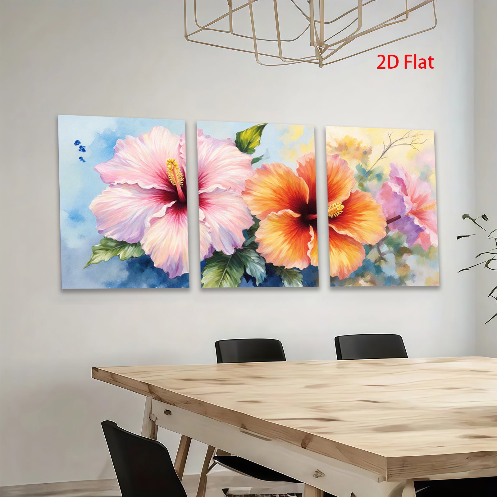 2D flat 1pc vibrant hibiscus bloom floral wall art canvas prints for living room bedroom bathroom decor farmhouse style modern gallery wrapped