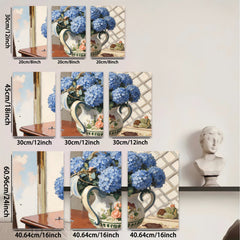 2D flat 1pc vibrant hydrangea still life farmhouse kitchen dining room wall decor botanical prints gallery wrapped canvas prints