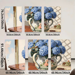 2D flat 1pc vibrant hydrangea still life farmhouse kitchen dining room wall decor botanical prints gallery wrapped canvas prints