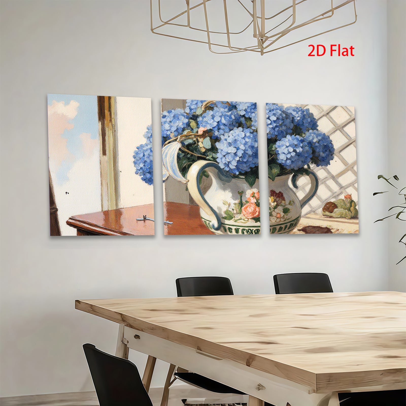 2D flat 1pc vibrant hydrangea still life farmhouse kitchen dining room wall decor botanical prints gallery wrapped canvas prints